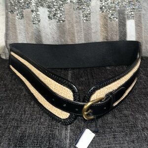 NWT WHBM Heritage Straw Leather Belt